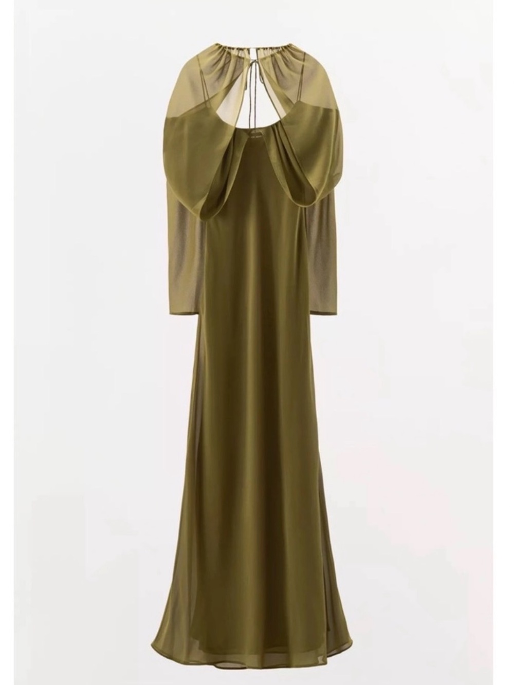Zara Olive Green Long Sleeve Maxi Dress